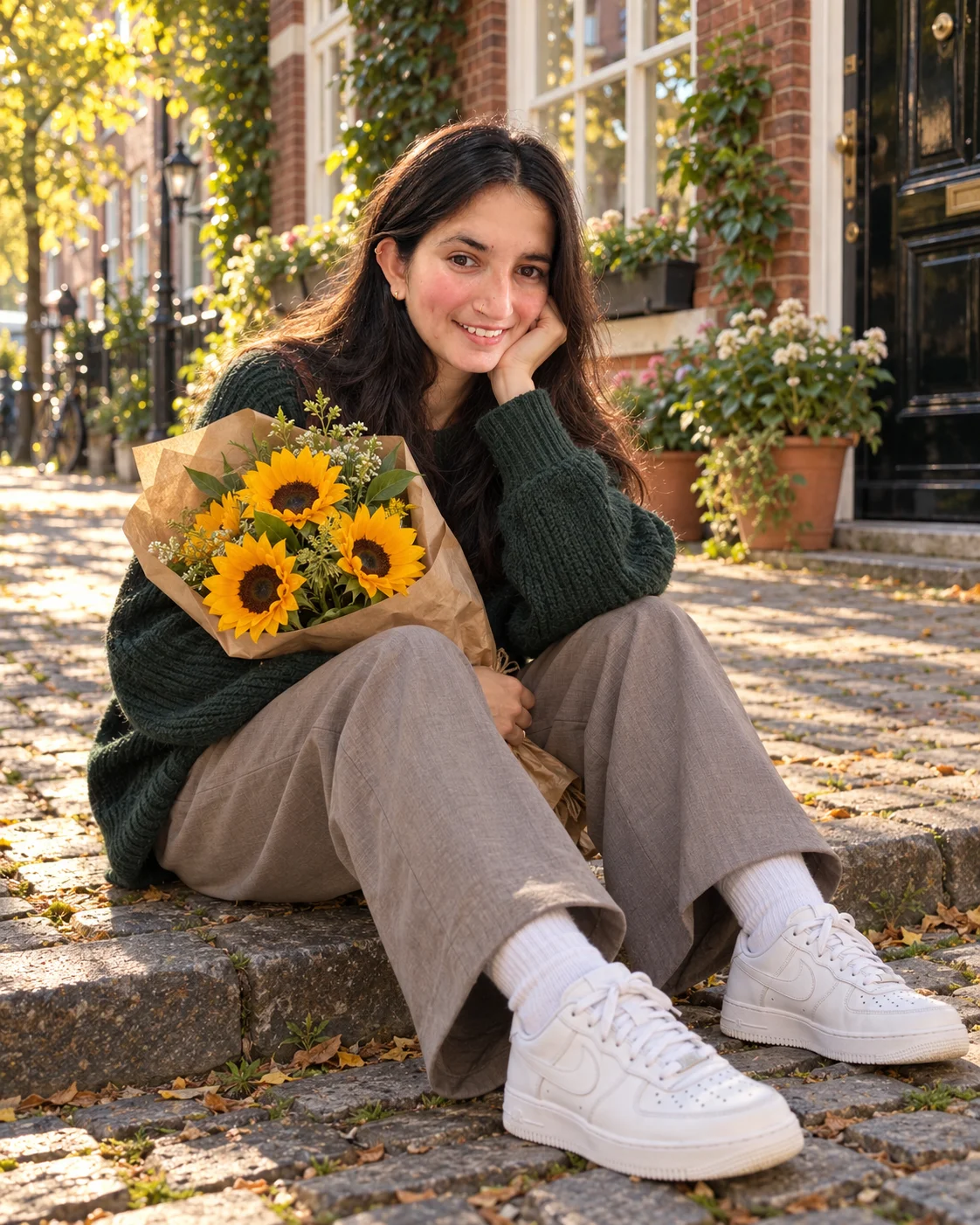 Golden Hour Sunflower Street Image Prompt