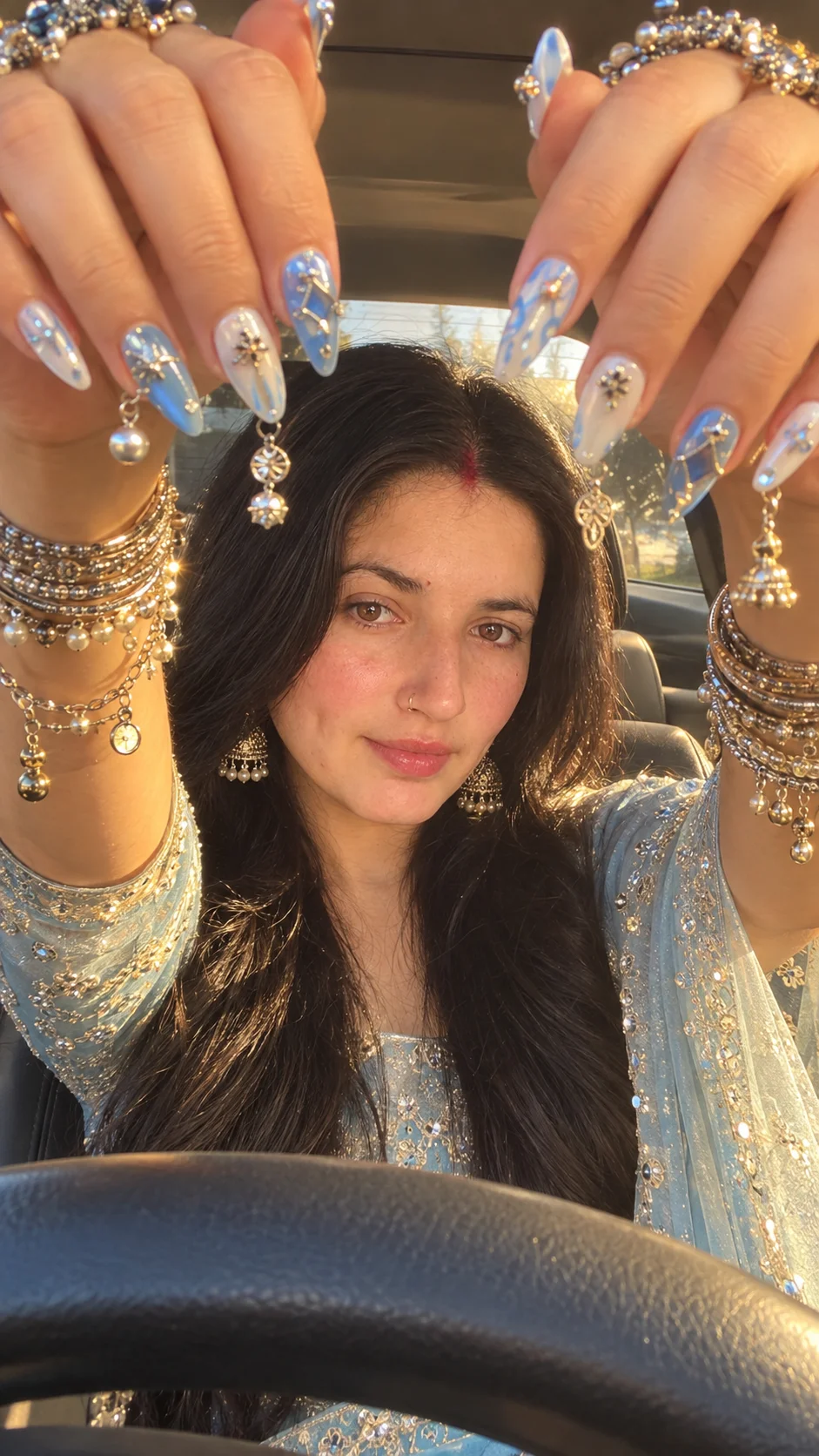 Viral Navratri Nail Art Car Selfie / Girl /  Garba Look / Image Prompt