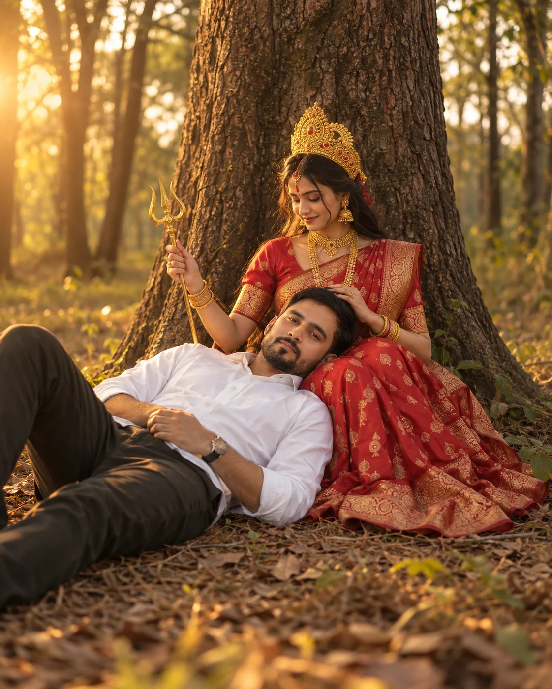 Maa Durga Blessing Portrait For Boy Image Prompt