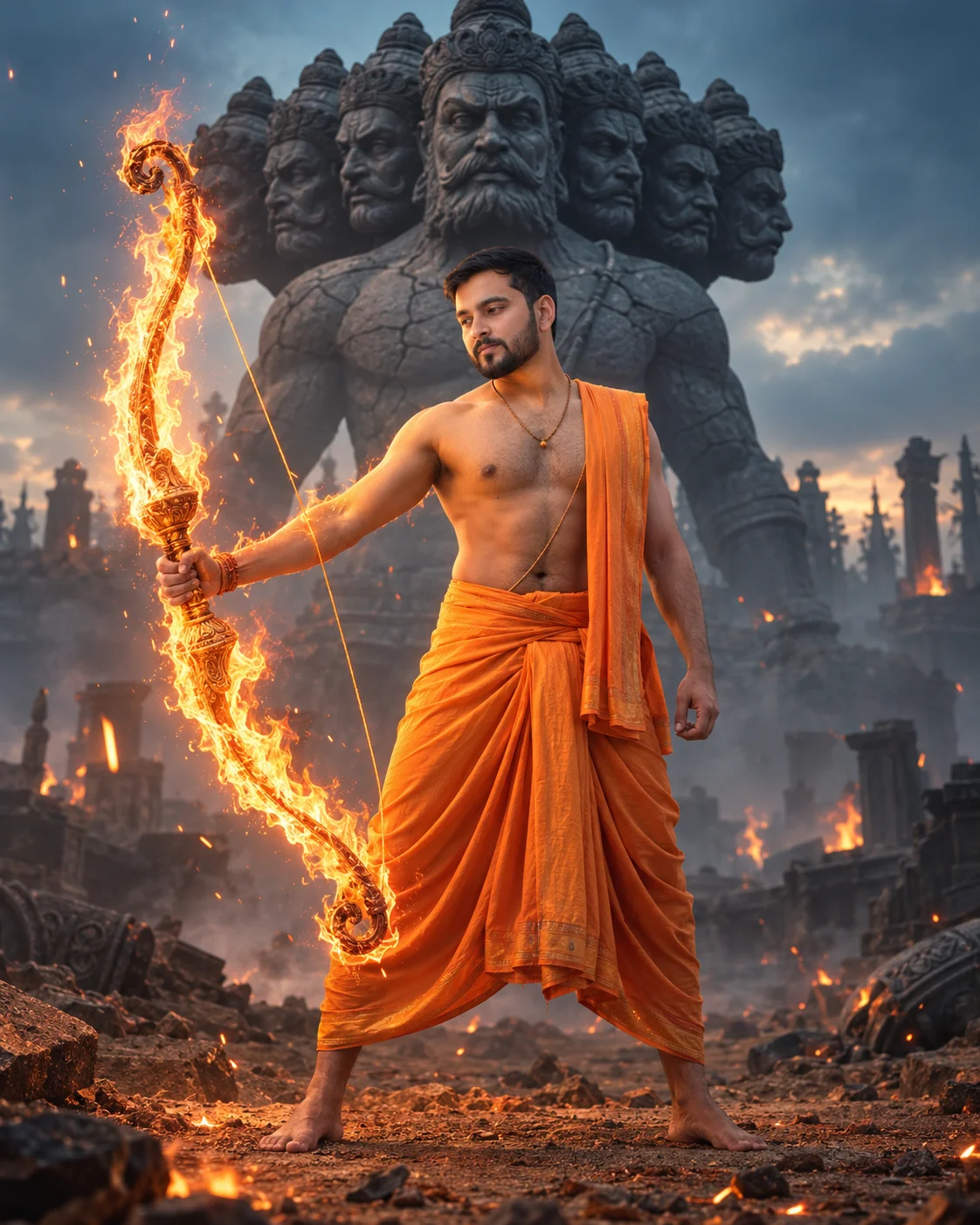 Lord Shri Ram Flaming Bow AI Photo Editing Prompt | Dussehra Special |