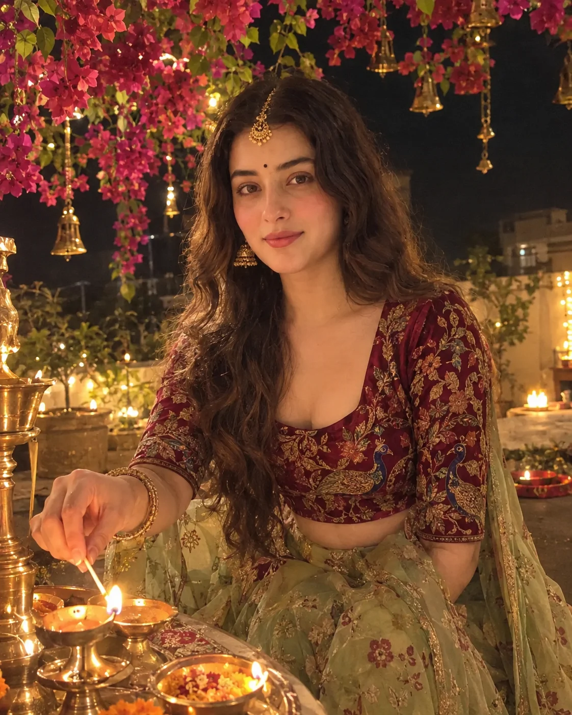 Diwali AI Photo Prompt for Girls 2026 - Diya Lighting image