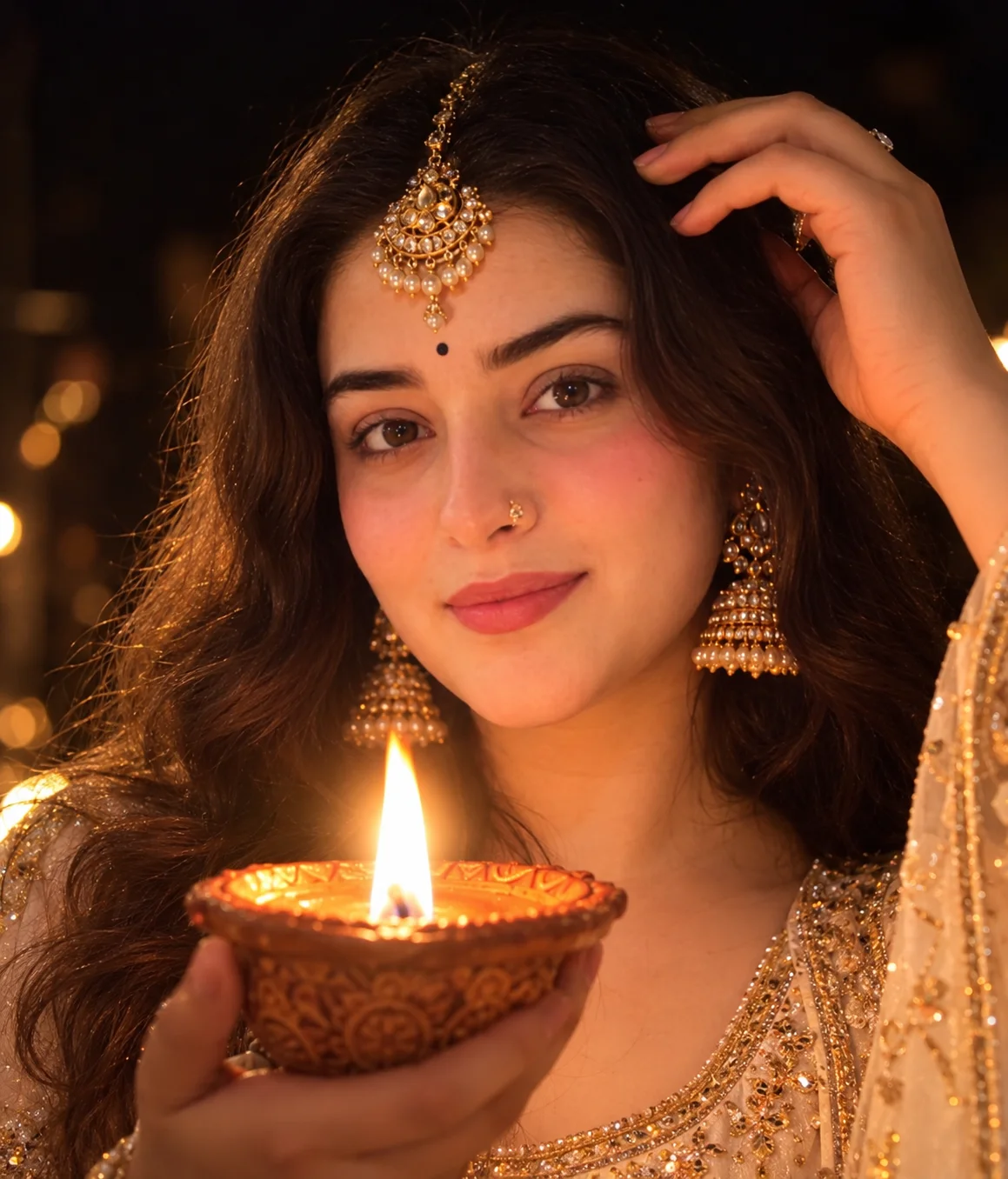 Diwali AI Photo Prompt for Girls 2026 – Glowing Diya Portrait