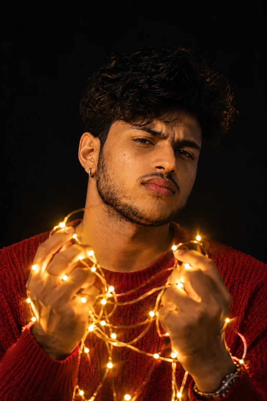 Fairy Lights Attitude Boy AI Photo Prompt