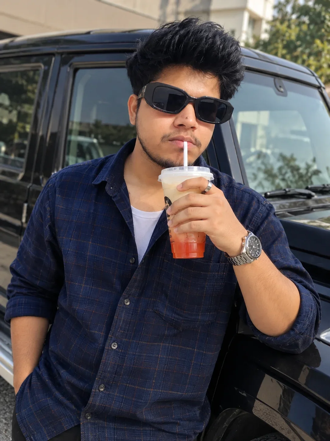 Stylish Man Drinking Coffee Image Prompt