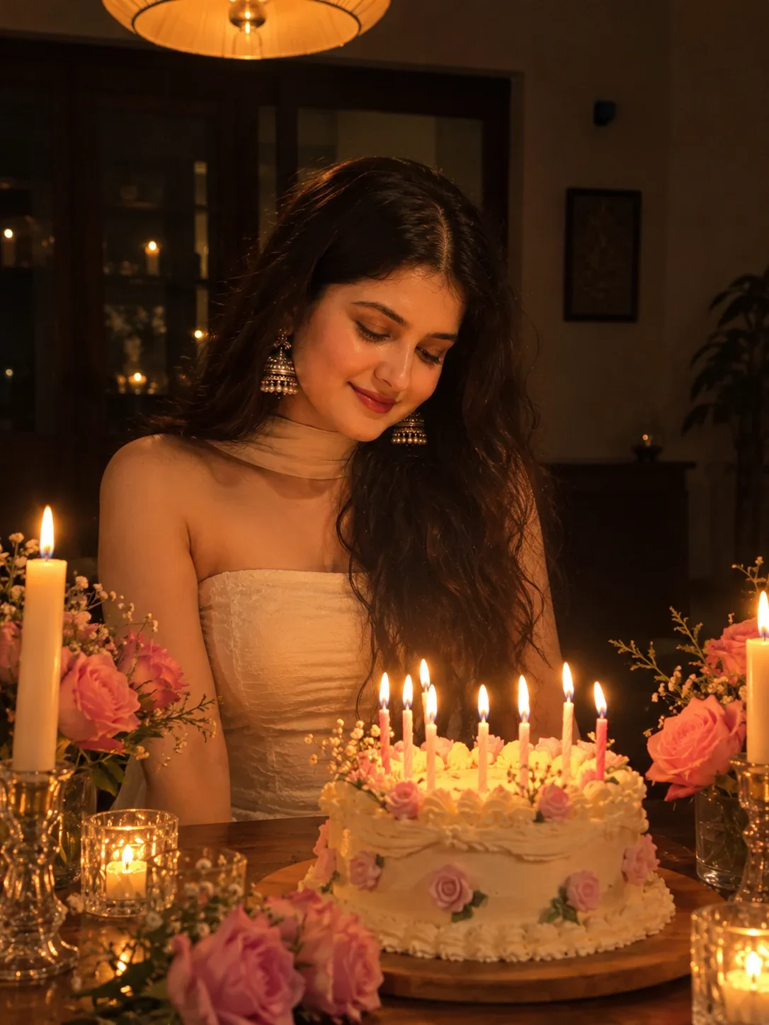 Vintage Candlelight Birthday Portrait 🎂✨ image prompt for girls