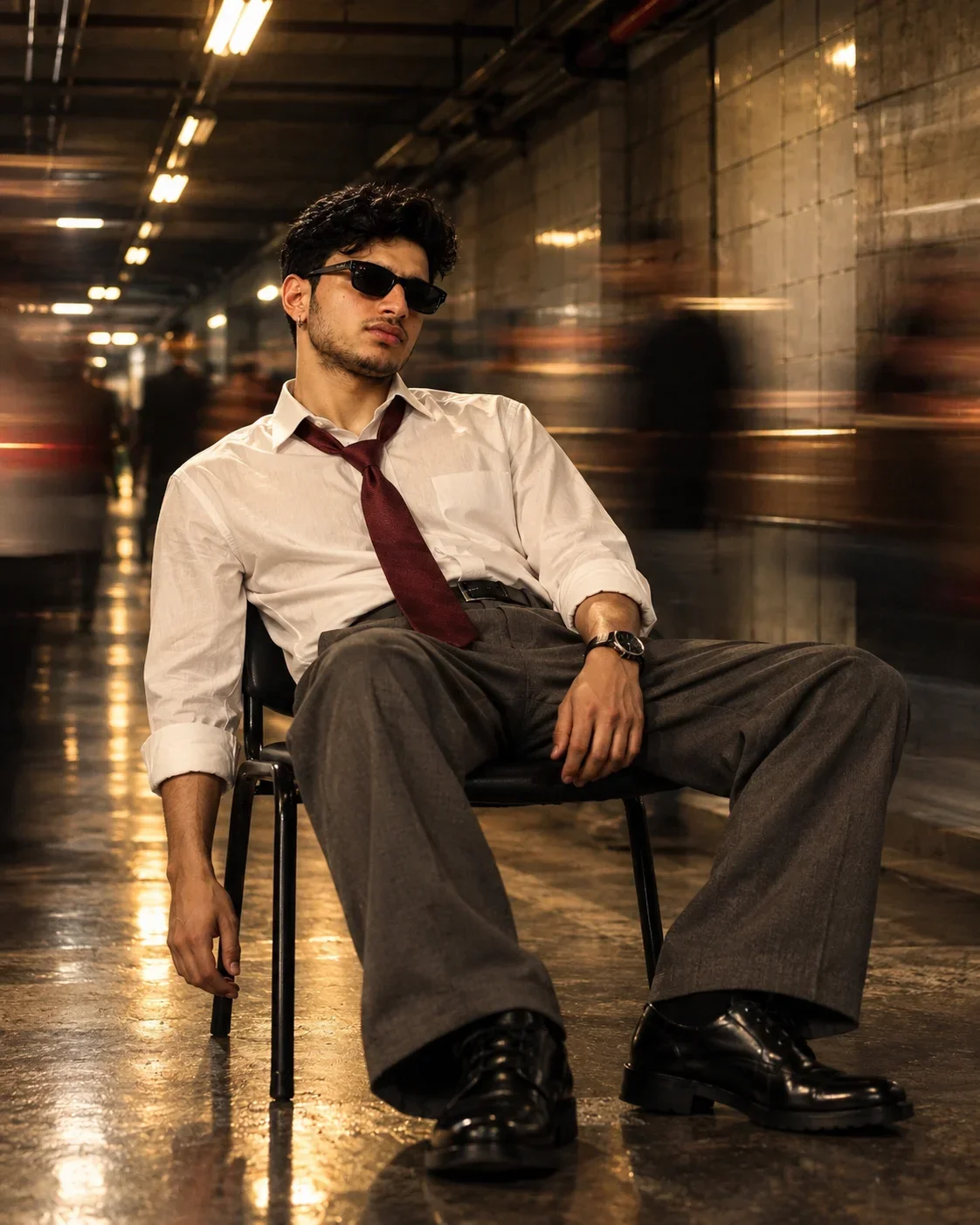 Cinematic Subway Boss Look Men Image Prompt