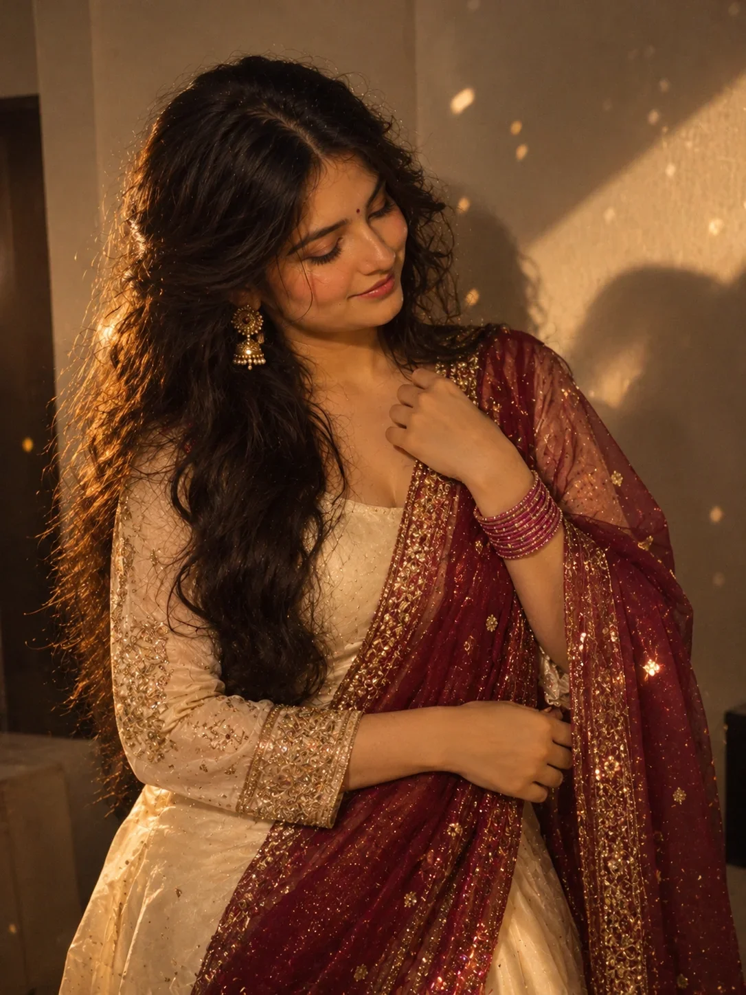 Golden Glow: A Timeless Traditional Portrait ✨ Insta Dp Girls image Prompt