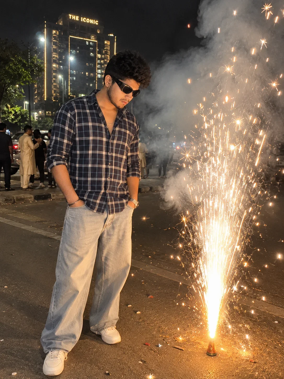 Boy Image Prompt: Cinematic Diwali Night Portrait with Fireworks